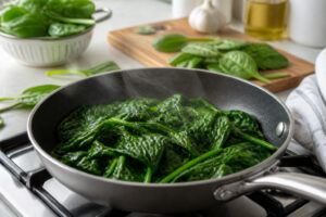 Epinards frais cuisines a la poele
