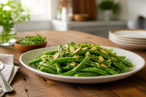 Haricots verts croquants aux amandes effilees